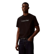 T-shirt noir Calvin Klein pour homme, coupe classique, en coton, avec logo blanc sur la poitrine