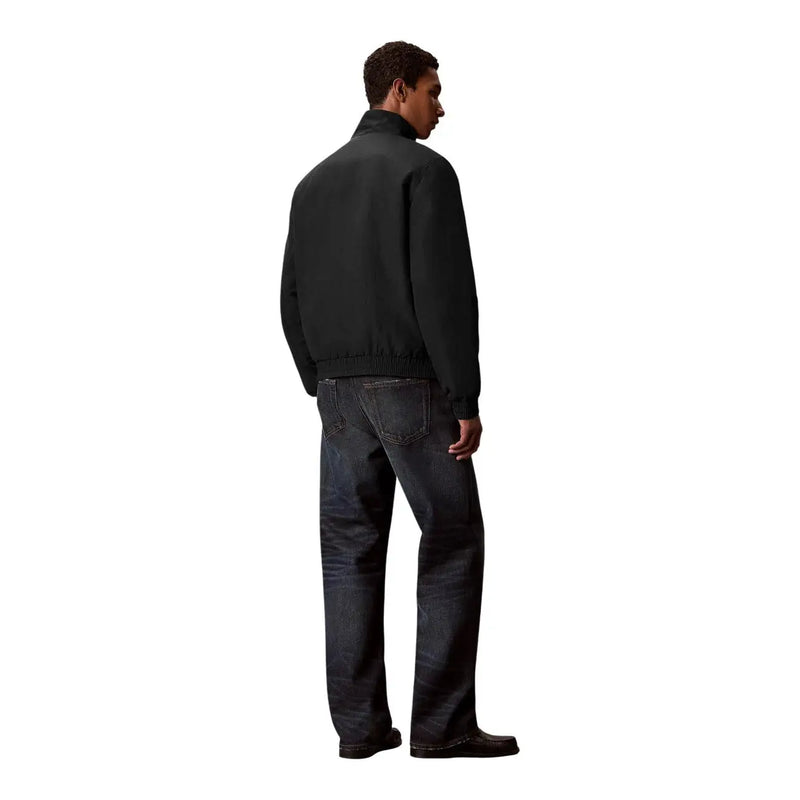 Calvin klein mens black nylon bomber jacket with ribbed cuffs and hem perfect for casual wear