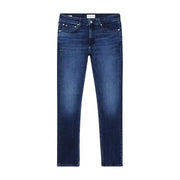 Calvin Klein men’s slim fit dark blue denim jeans with subtle fading and logo on waistband with pockets