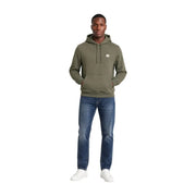 Calvin Klein mens olive green cotton hoodie sweatshirt with small white chest logo and matching drawstrings
