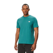 Calvin Klein T-shirt homme en coton vert avec un empiècement logo blanc turquoise sur la poitrine gauche