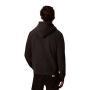 Calvin klein mens grey cotton hooded sweatshirt with central zipper and ribbed cuffs in black color