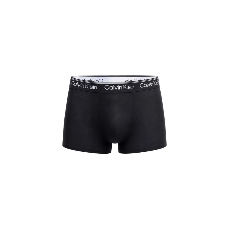 Black calvin klein boxer briefs with white elastic waistband and logo in black for men low rise trunk underwear