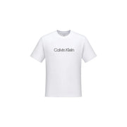 Calvin Klein T-shirt blanc en coton pour homme avec un logo noir minimaliste sur la poitrine