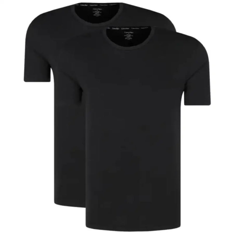 Noir Calvin Klein T-shirts à manches courtes et col rond pour hommes, confectionnés en coton doux pour un confort optimal avec les sous-vêtements.