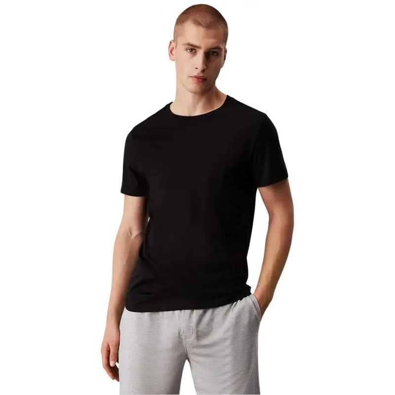 Calvin Klein Sous-vêtements homme noirs à manches courtes et col rond en coton t-shirt pour un confort quotidien