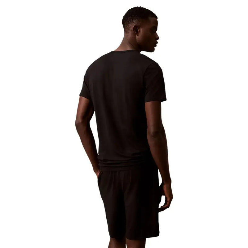 T-shirt en coton noir à manches courtes t-shirt sous-vêtements à col rond de la collection de sous-vêtements pour hommes Calvin Klein