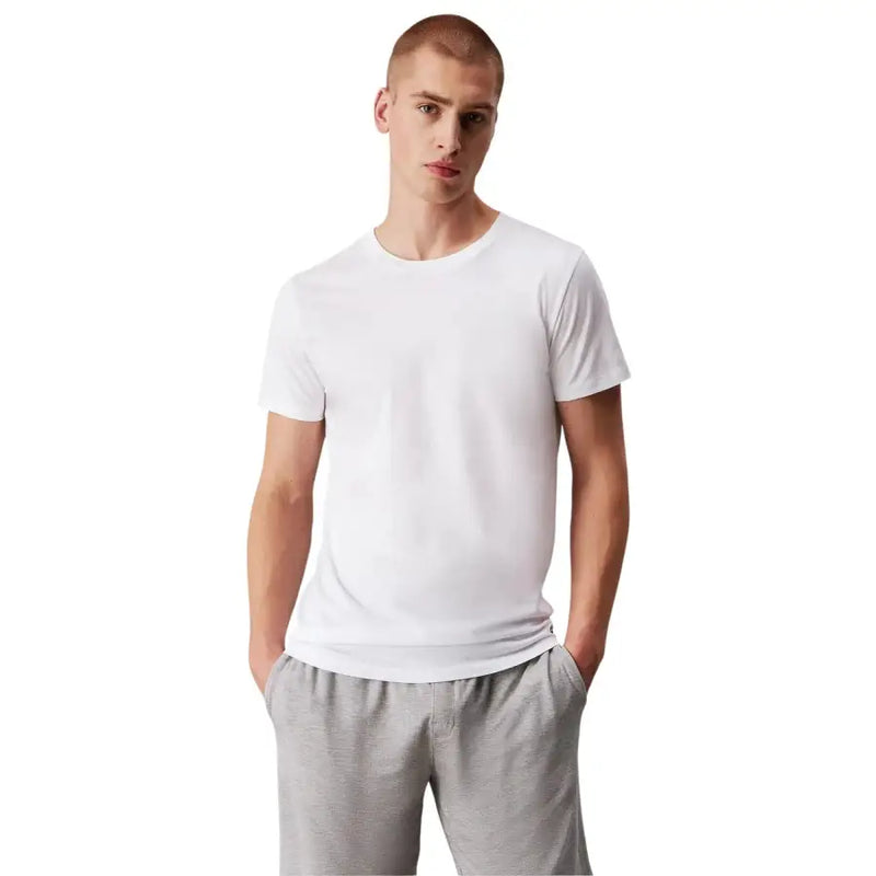 Coton blanc à col rond t-shirt Collection de sous-vêtements pour hommes Calvin Klein, conçue pour le confort et le style
