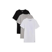 Lot de trois Calvin Klein T-shirts basiques en coton à col rond, noirs chinés, gris et blancs, pour sous-vêtements masculins