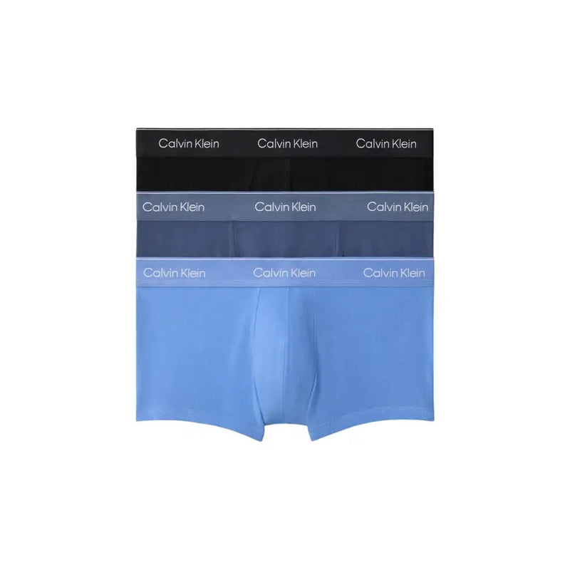 Calvin Klein Boxers pour hommes noirs, bleu marine et bleu clair avec ceintures griffées pour un confort quotidien