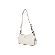 Calvin Klein white women’s leather shoulder bag with zip inside pockets and silver-toned minimalist hardware