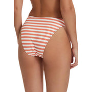 Calvin Klein women bikini bottom in coral and white horizontal stripes made of nylon elastane fabric