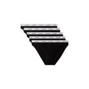 Culottes Calvin Klein noires à ceinture blanche ornée du logo Calvin Klein répété, en coton, lot de 5, bikini femme