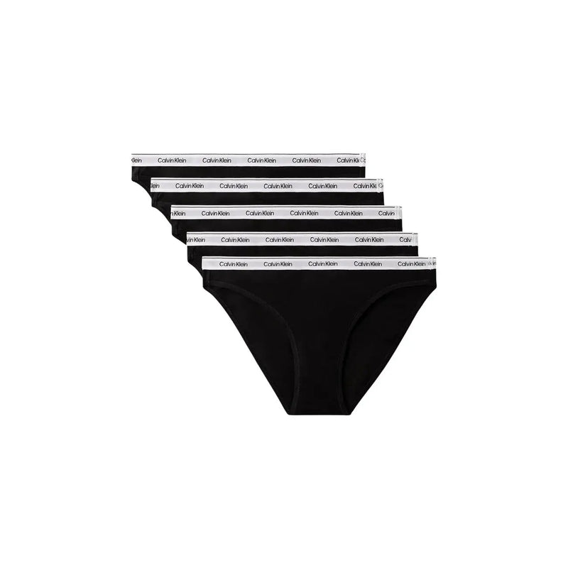 Culottes Calvin Klein noires à ceinture blanche ornée du logo Calvin Klein répété, en coton, lot de 5, bikini femme