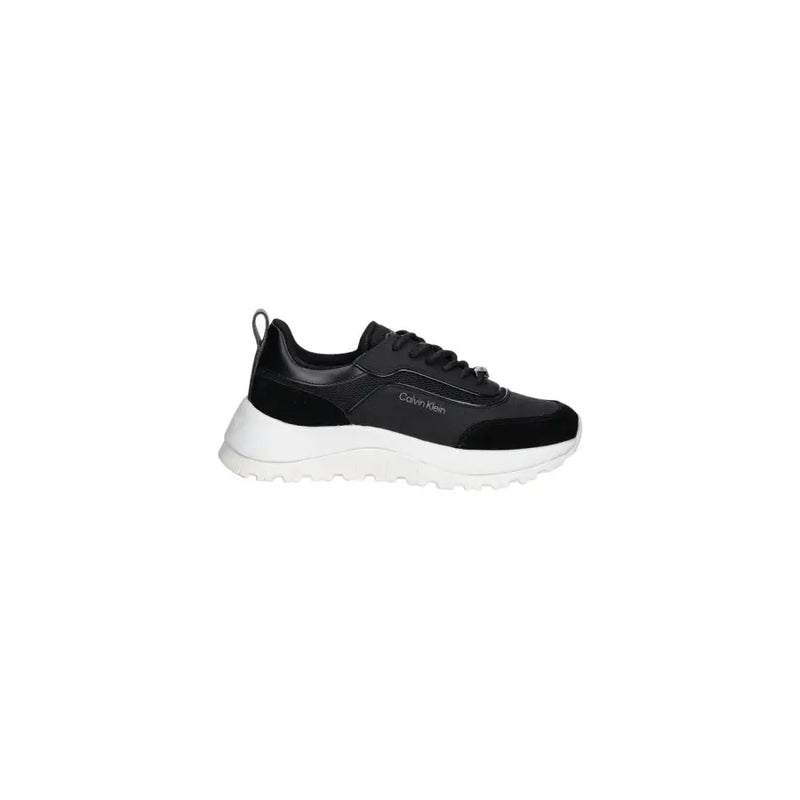 Calvin Klein Baskets en cuir noir pour femme avec semelle blanche