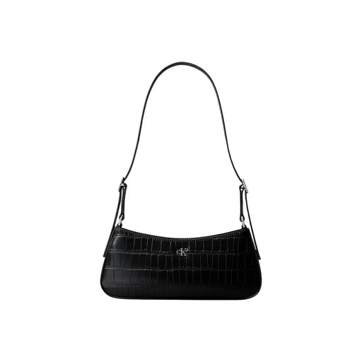 Calvin Klein Sac bandoulière noir pour femme en polyuréthane noir à motif crocodile avec logo CK argenté