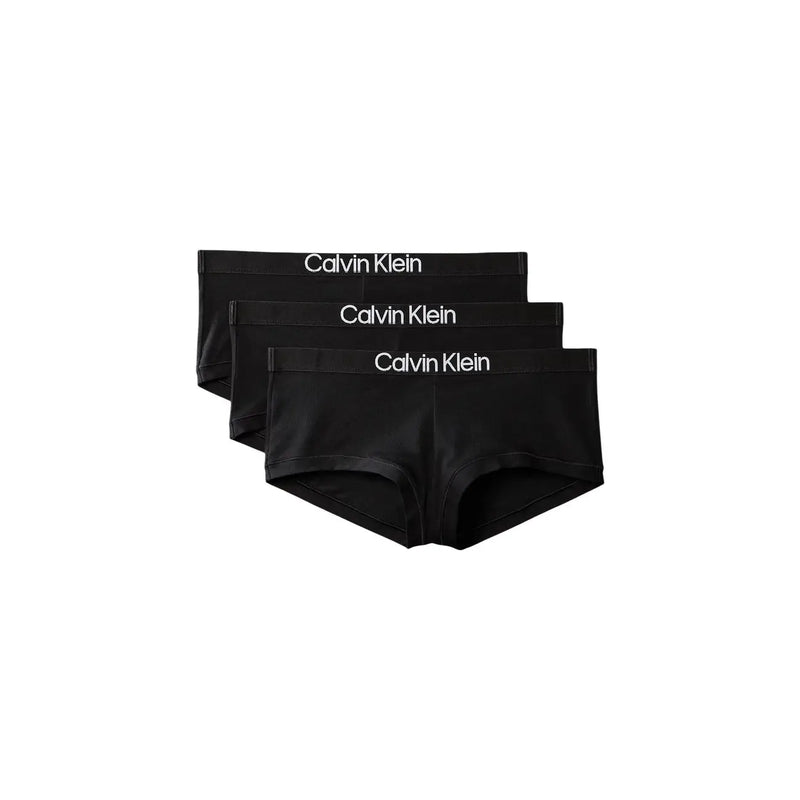 Lot de 3 culottes shorty Calvin Klein noires pour femme, en coton avec liseré logo blanc.