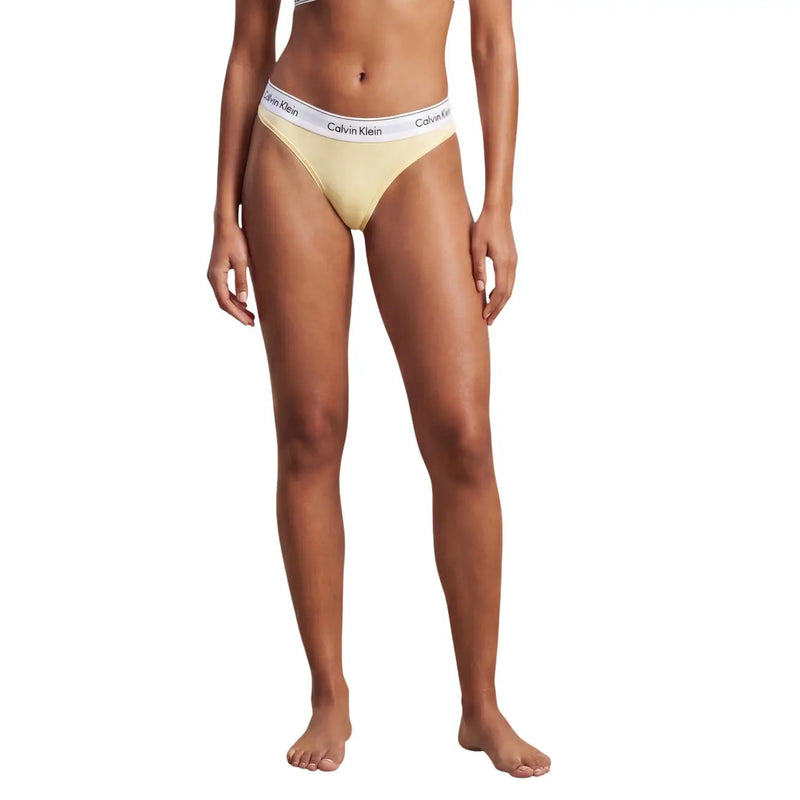 couleur crème Calvin Klein Culotte de bikini avec ceinture à logo blanc en coton modal noir pour femme