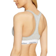 Calvin Klein women grey marl sleeveless slip on sports bra with heathered fabric and white elastic logo band