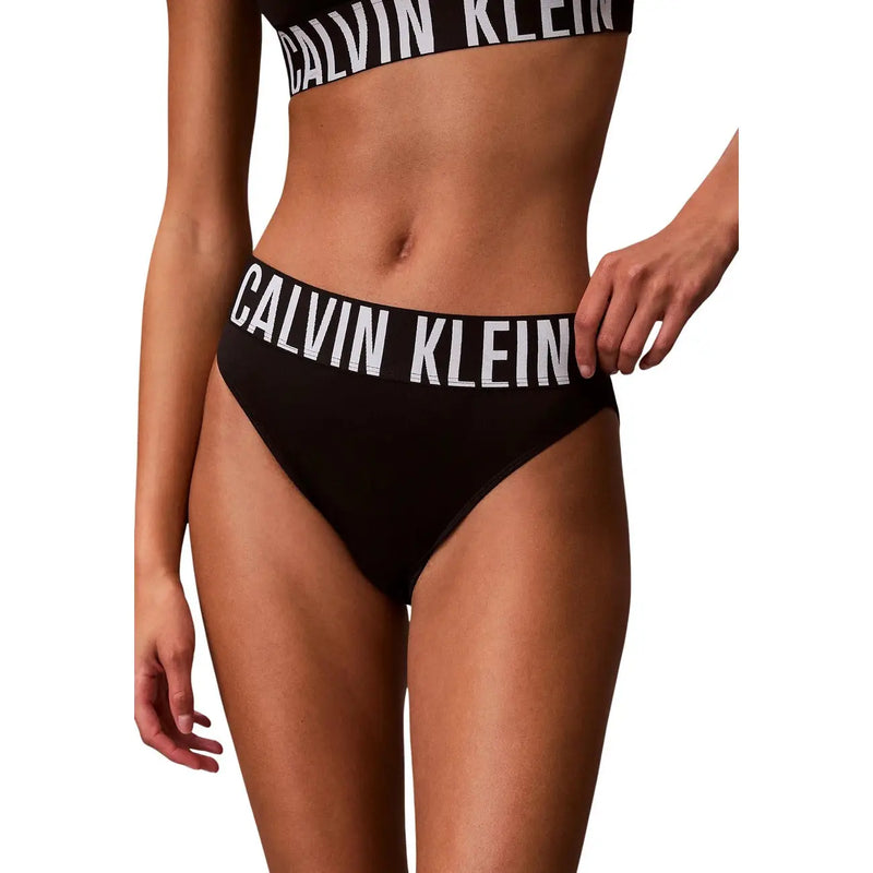 Noir Calvin Klein Bas de bikini taille haute avec logo blanc audacieux sur la ceinture, composé à 92 % de polyester, pour femme.