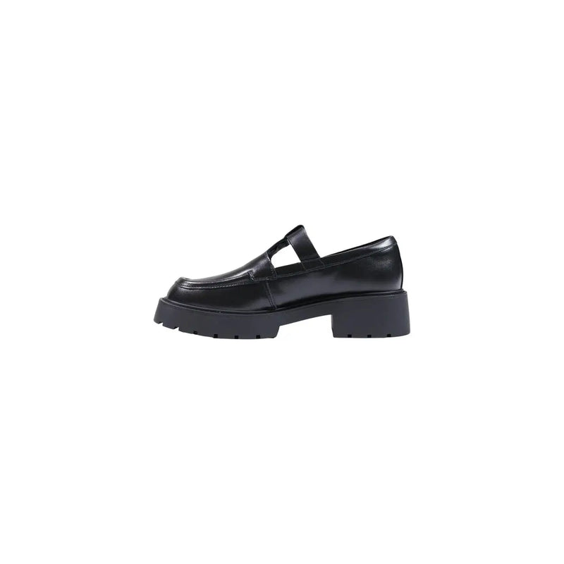 Calvin Klein women black patent leather mary jane loafer with chunky platform sole slip on shoe