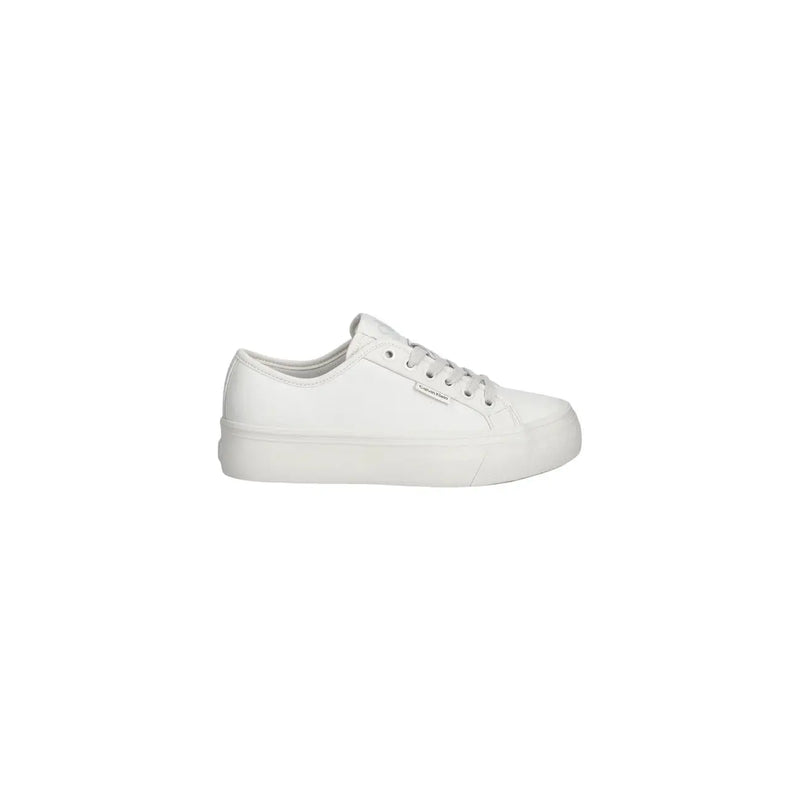 Calvin Klein women leather sneaker in white with a clean minimalist design and thick platform sole