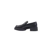Calvin klein women leather sneakers in black featuring a chunky platform sole made of black leather