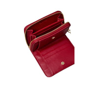 Calvin Klein Portefeuille femme en cuir rouge avec fermeture éclair et détails dorés, dimensions L11 x H8 cm