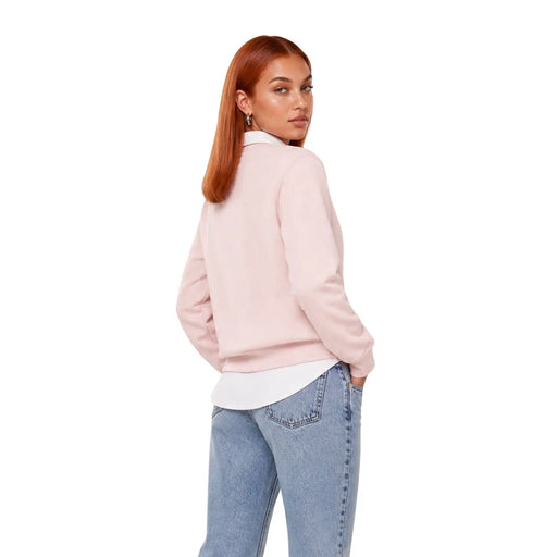 Calvin Klein Sweat-shirt rose en coton pour femme, à manches longues rose poudré doux, coupe décontractée et poignets côtelés.