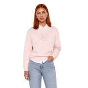Calvin Klein women pink cotton sweatshirt with a soft texture and subtle embroidered logo on the chest