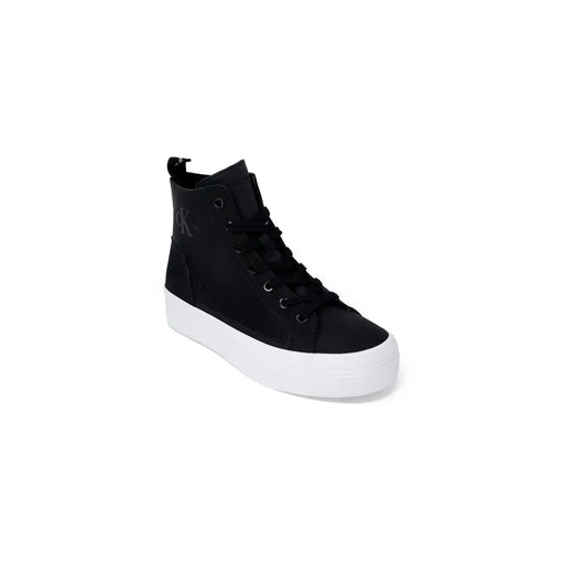 Textile noir haut-top basket à semelle plateforme blanche et Calvin Klein chaussure femme pointure 4 avec logo sur le côté