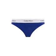 Calvin Klein Lot de 2 strings pour femme en coton modal blanc avec culotte bleu marine et ceinture élastique blanche ornée d'un logo