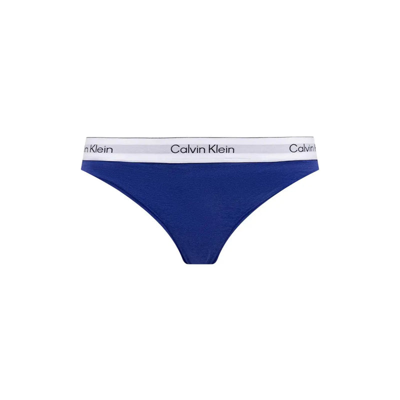Calvin Klein Lot de 2 strings pour femme en coton modal blanc avec culotte bleu marine et ceinture élastique blanche ornée d'un logo