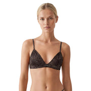 Calvin Klein Soutien-gorge triangle sans doublure à fines bretelles, imprimé léopard noir, marron, pour femme