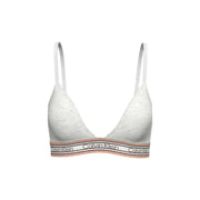 Soutien-gorge triangle Calvin Klein blanc en coton légèrement doublé, à fines bretelles et bande logo rose, noire et blanche