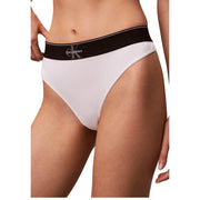 Blanc Calvin Klein String en polyester avec ceinture noire à logo, conçu pour les femmes