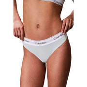 String blanc Calvin Klein en polyester avec bande noire logotée laissant apparaître l'arrière, pour sous-vêtements féminins