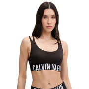 Noir Calvin Klein Soutien-gorge de sport pour femme avec bande logo blanche sur la poitrine, en coton modal.