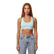 Vert clair Calvin Klein Soutien-gorge sans doublure avec bande élastique à logo blanc, en coton modal gris pour femme
