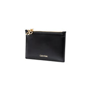 Noir Calvin Klein Portefeuille femme en similicuir avec porte-cartes zippé, finitions et logo dorés