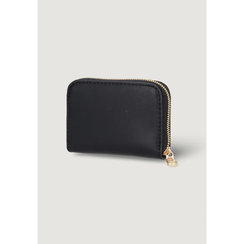 Calvin Klein Portefeuille noir pour femme en polyuréthane avec fermeture éclair et tirette dorées, dimensions : 10 x 7 x 2 cm