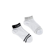 Calvin Klein white ankle socks with black and gray accents