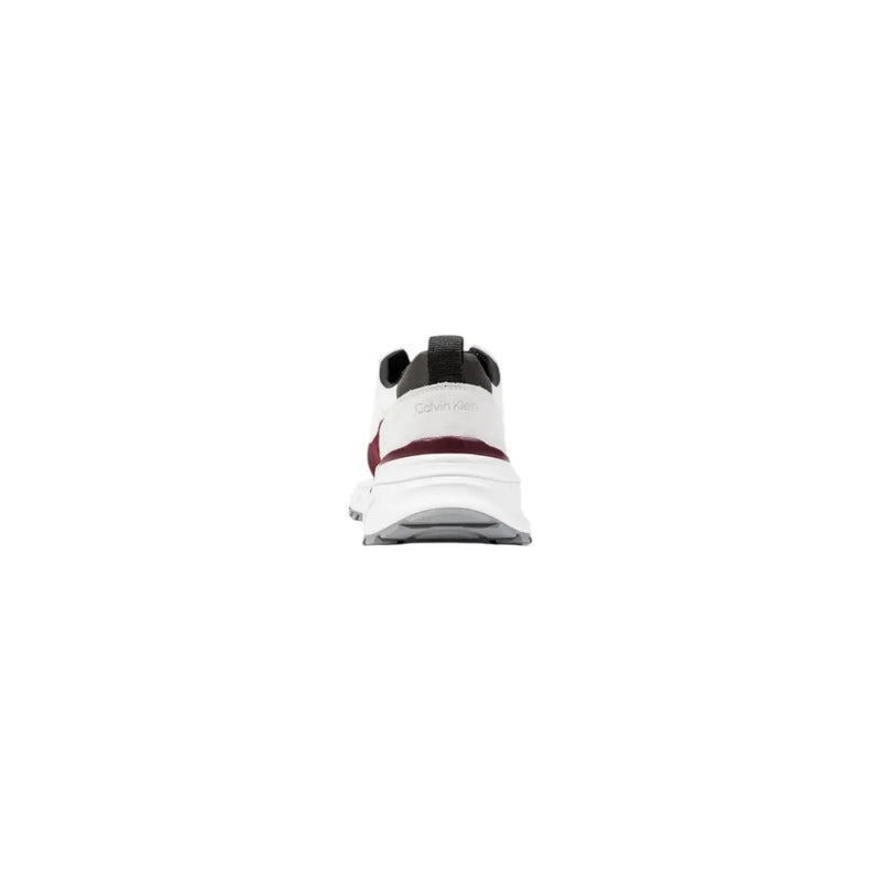 Calvin Klein women white suede sneakers in white and burgundy with black accents for casual wear