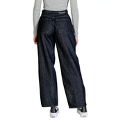 Calvin Klein Jean en denim indigo foncé pour femme, coupe large, taille haute, vue de dos