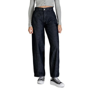 Calvin Klein womens dark indigo high-waisted wide-leg blue jeans