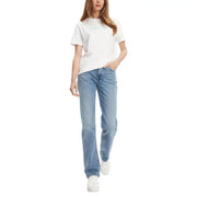 Calvin Klein Jean en denim bleu clair pour femme, coupe droite, cinq poches