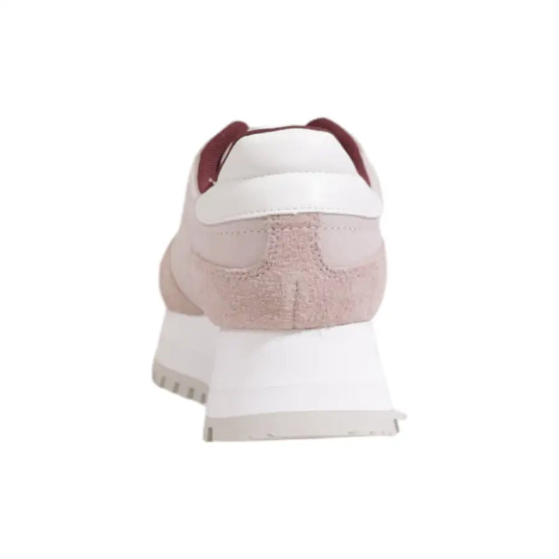 Calvin klein women’s lilac leather sneakers in blush pink and white with suede panels burgundy padded collar and chunky sole