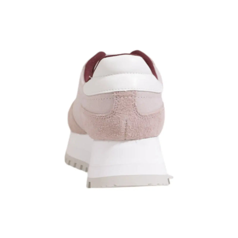 Calvin klein women’s lilac leather sneakers in blush pink and white with suede panels burgundy padded collar and chunky sole