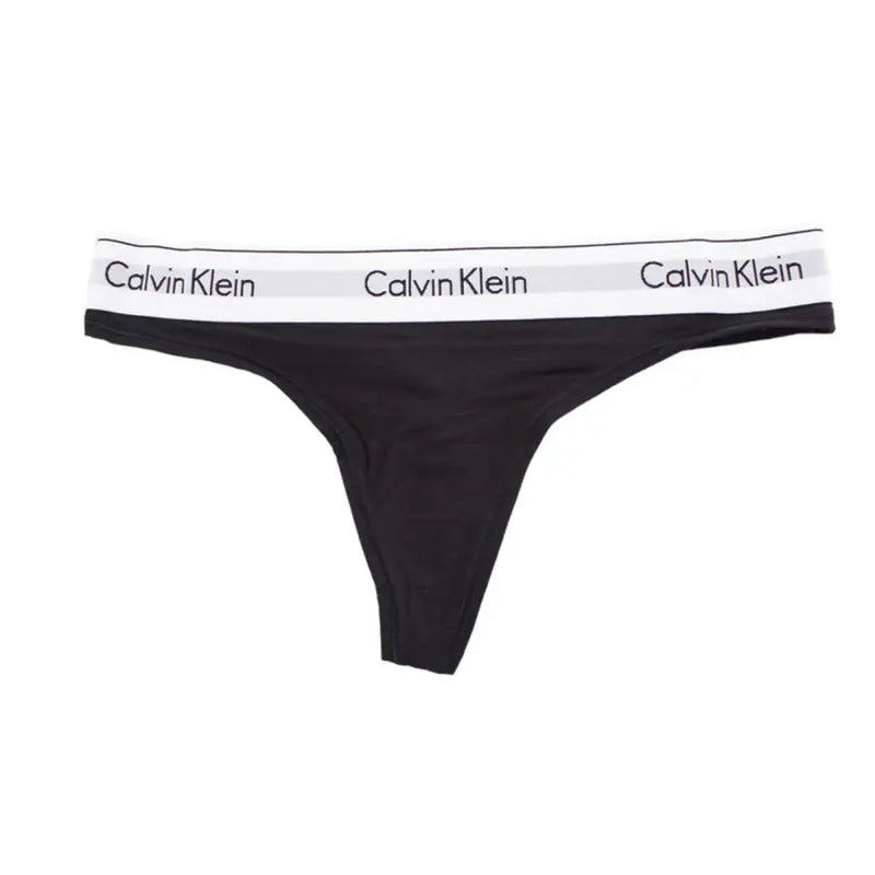 Calvin Klein women’s black thong with white branded waistband