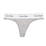 Calvin Klein women’s gray heathered thong with white branded waistband